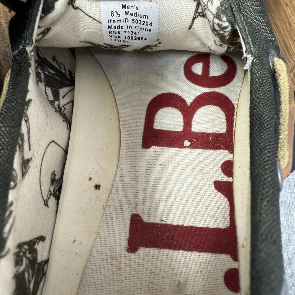 LL Bean Boat Shoes Men's 8.5 Sunwashed Canvas Green Loafers Casual